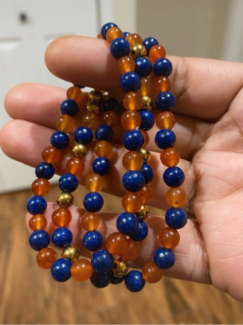 Sodalite & Red Agate Healing Stacked Bracelets